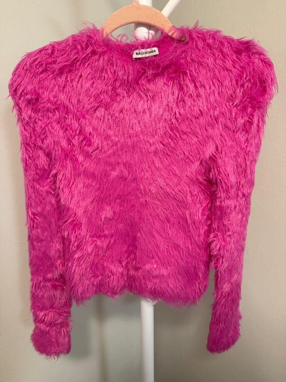 Balenciaga pink fuzzy sweater, S